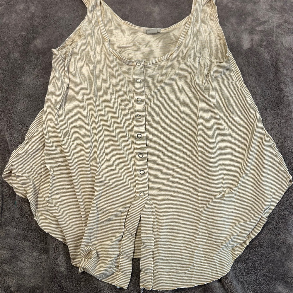 Snap front yellow striped tank top